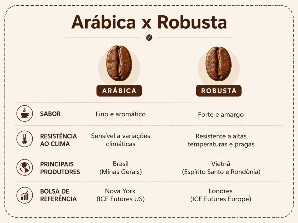 comparação entre café arábica e robusta conilon